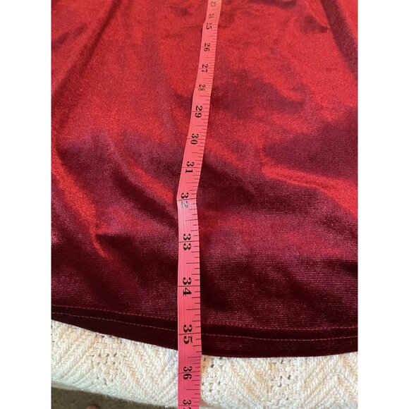 Cranberry Red Velour Dress 4X Empire Waist peasant Square neck Holiday Party - Picture 6 of 9